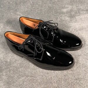 Lands End Black Patent Leather Oxford Dress Shoes Mens Size 10.5 M